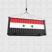 PSD gratuito contenedor de envío con bandera siria en un fondo transparente