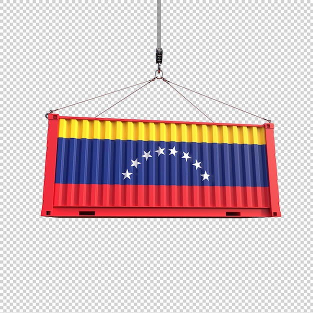 PSD gratuito contenedor de envío con la bandera de venezuela en un fondo transparente