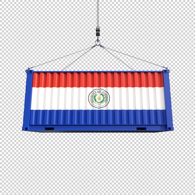 PSD gratuito contenedor de transporte con bandera de paraguay sobre un fondo transparente