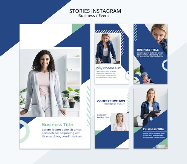 Contenido de historias de instagram con plantilla de mujer de negocios