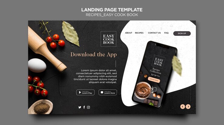 PSD Gratis cook book landing page template