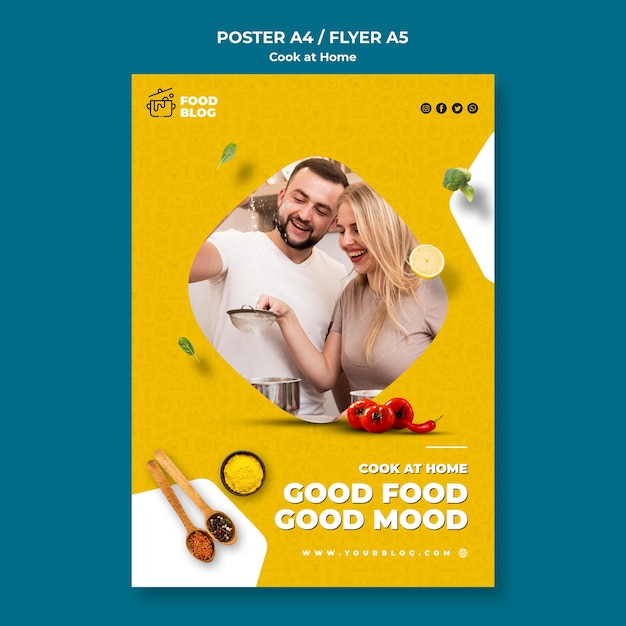 Gratis PSD cook thuis poster sjabloon