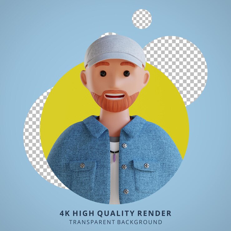 Cool man 3D cartoon avatar portret