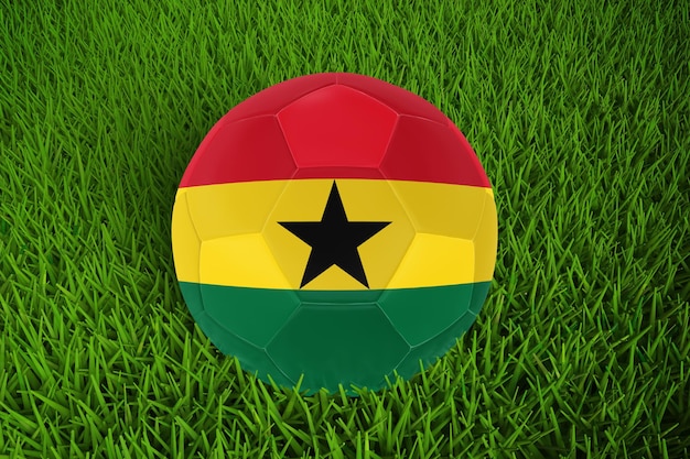 Copa del mundo de fútbol con la bandera de ghana