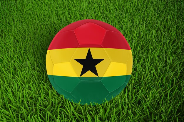 Copa del mundo de fútbol con la bandera de Ghana