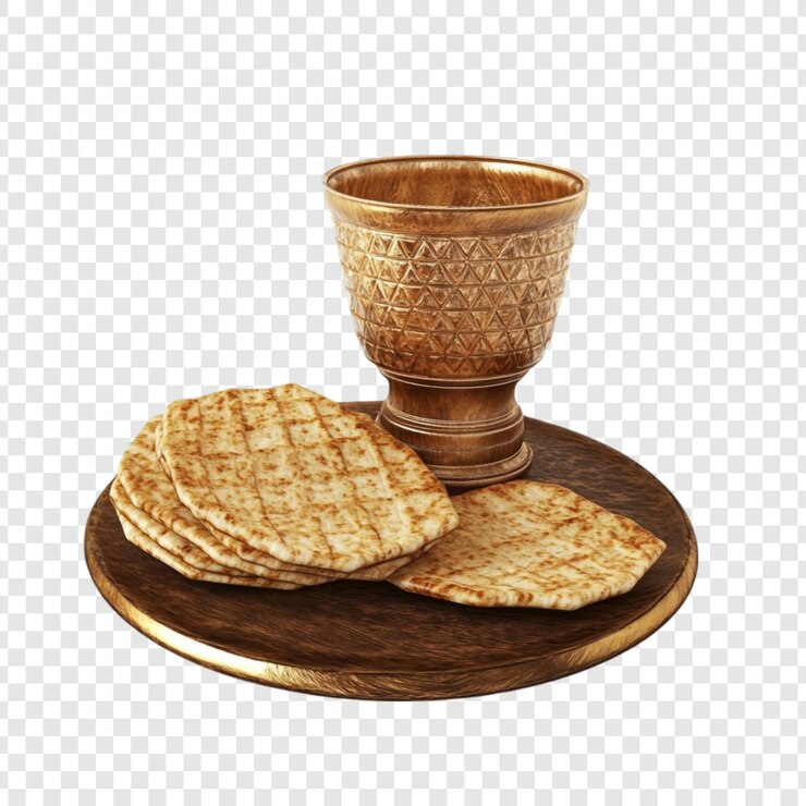 PSD gratuito copas de oro y pan matzah una escena del seder de la pascua pacífica y espiritual