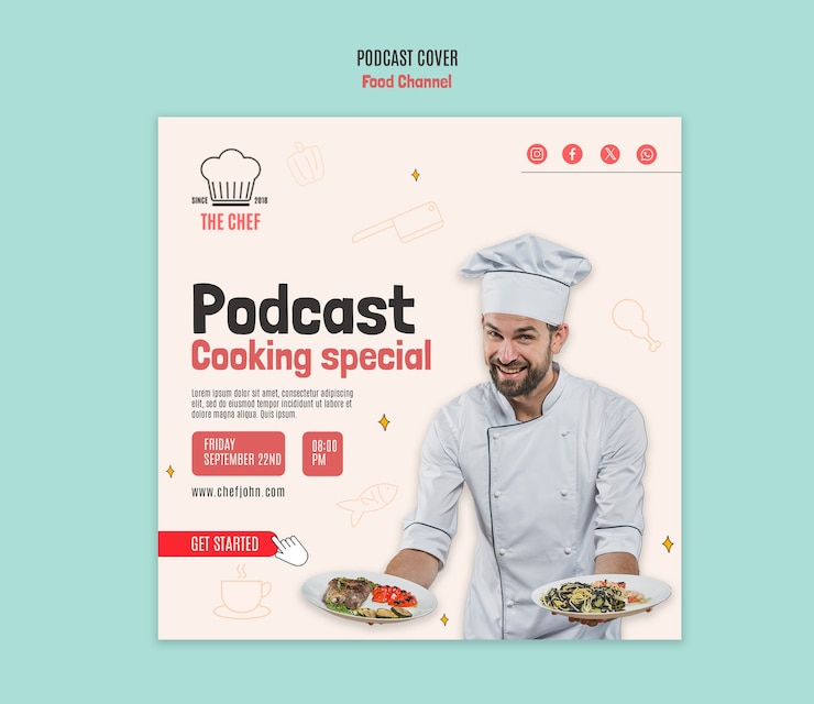 PSD gratuito copertina del podcast del canale alimentare
