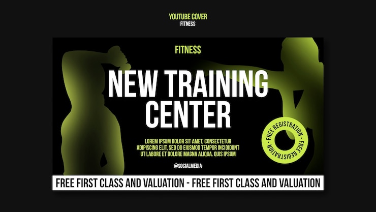 PSD gratuito copertina di fitness journey su youtube.