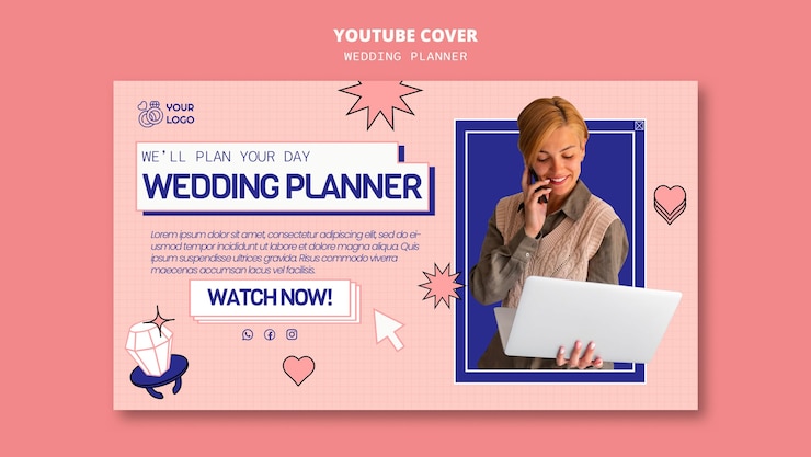 PSD gratuito copertina di wedding planner su youtube