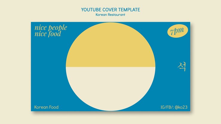 PSD gratuito copertina di youtube del ristorante di cucina coreana