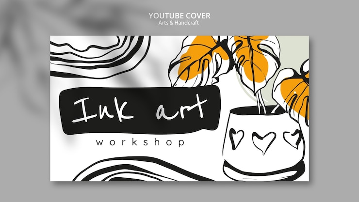 PSD gratuito copertina di youtube disegnata a mano