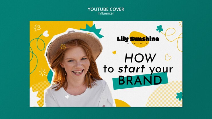 PSD gratuito copertina di youtube per il lavoro di influencer dal design piatto