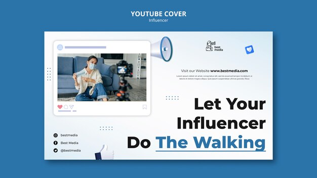 Copertina di YouTube per il lavoro di influencer