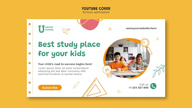 Copertina di YouTube per l'ammissione alla scuola disegnata a mano