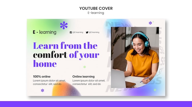 Copertina di YouTube per l'e-learning sfumato