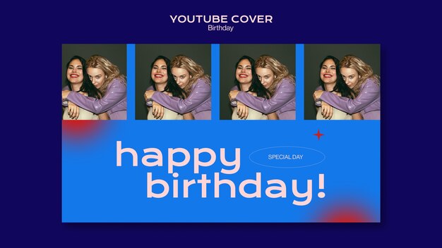 Copertina di YouTube per la celebrazione del compleanno di design piatto