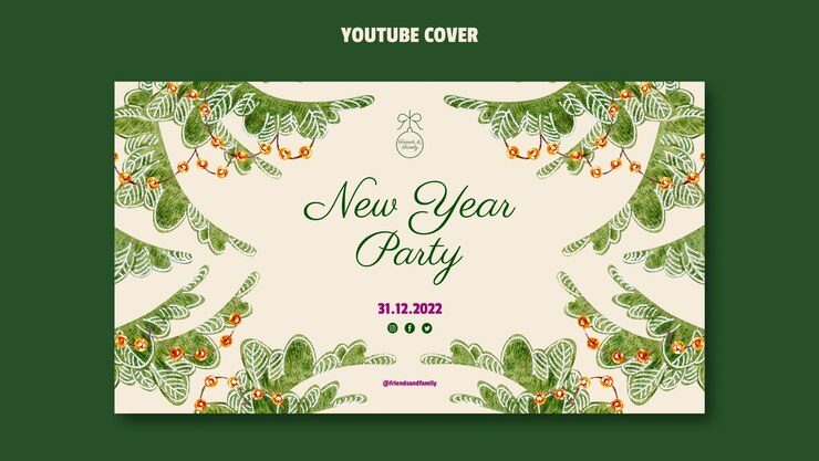 PSD gratuito copertina di youtube per la celebrazione del nuovo anno 2023