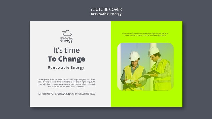 PSD gratuito copertina di youtube sulle energie rinnovabili