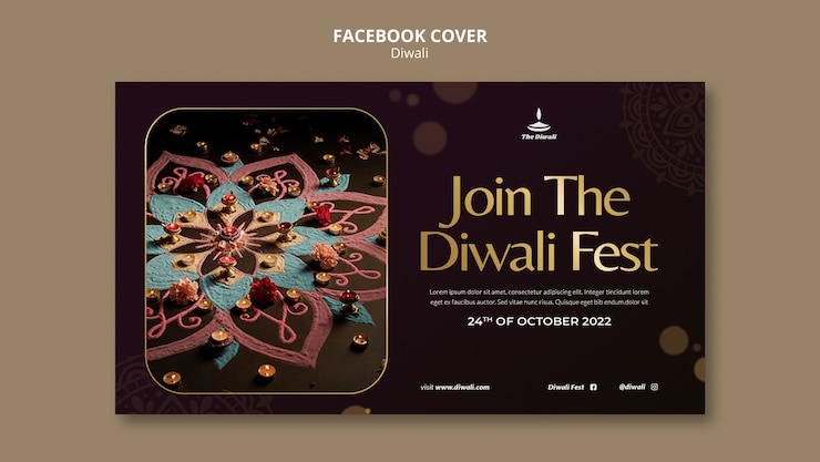 PSD gratuito copertina facebook della celebrazione del diwali