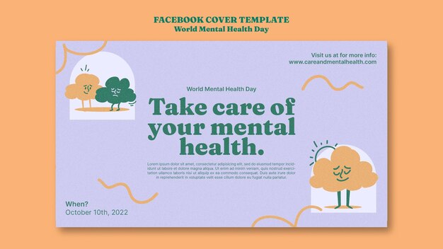 Copertina facebook della giornata mondiale della salute mentale disegnata a mano