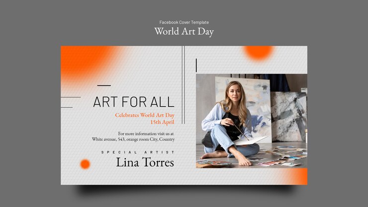 PSD gratuito copertina facebook per la celebrazione della giornata mondiale dell'arte