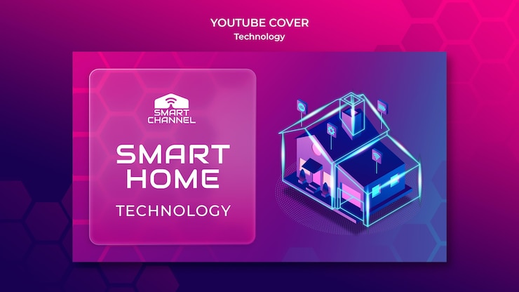 PSD gratuito copertina youtube casa intelligente