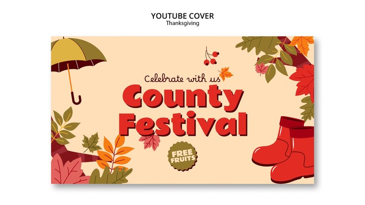 PSD gratuito copertina youtube della celebrazione del ringraziamento