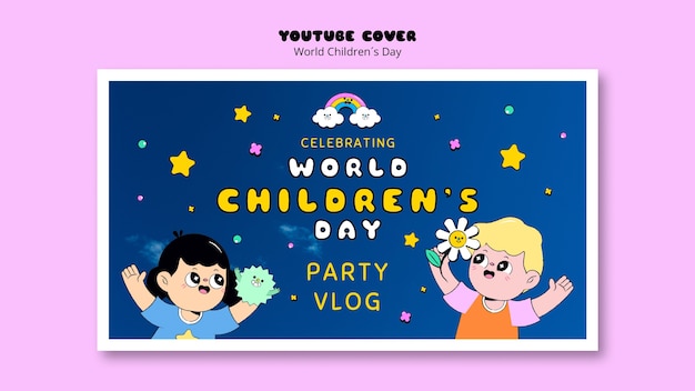 Copertina youtube per la giornata mondiale dei bambini dal design piatto