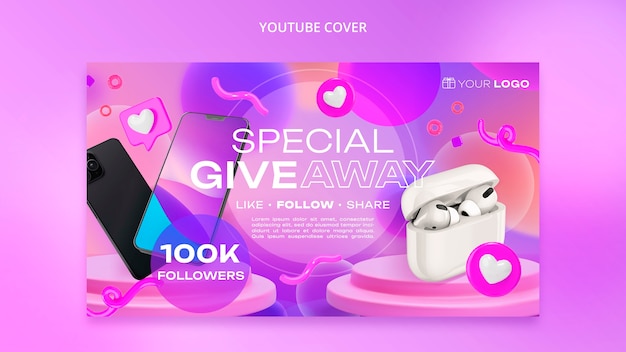Copertina YouTube per omaggio sui social media sfumata