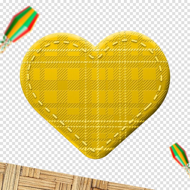 Corazón 3D con textura de la decoración de Festa Junina So Joo