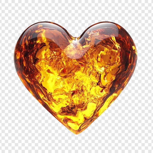 El corazón de ámbar dorado un símbolo de amor y calor