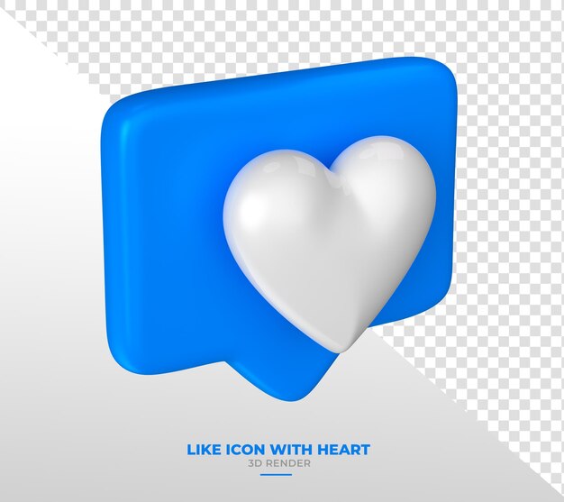 Corazón blanco en burbuja de comentarios azul para la campaña azul de noviembre en renderización 3D
