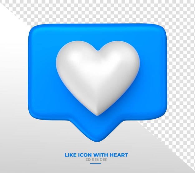 Corazón blanco en burbuja de comentarios azul para la campaña azul de noviembre en renderización 3D