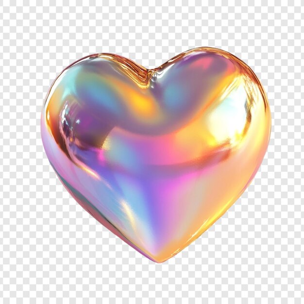 Corazón holográfico Una representación en 3D de un corazón iridescente brillante