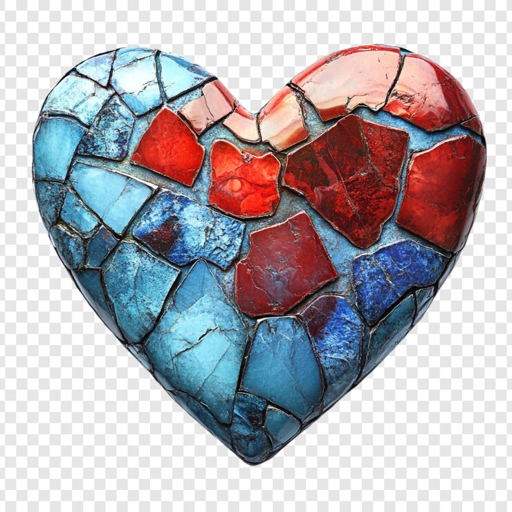 PSD gratuito el corazón de mosaico una joya rota pero hermosa