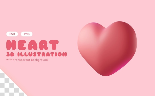 PSD gratuito corazón rosa para renderizado 3d de composición