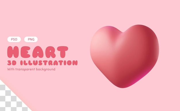 Corazón rosa para renderizado 3D de composición