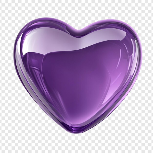 El corazón de vidrio púrpura es un símbolo de amor y afecto