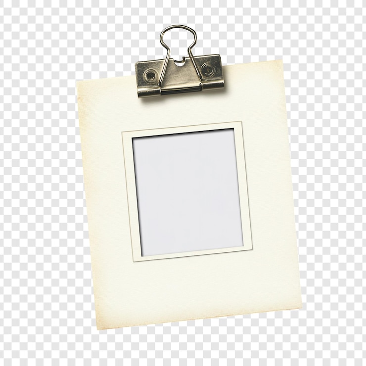 PSD gratuito cornice fotografica d'epoca con clip una tela bianca per i ricordi
