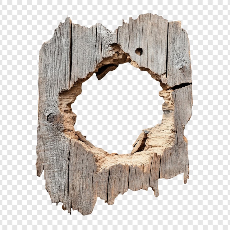 PSD gratuito cornice in legno rustico con foro un'apertura circolare intemperata in legno marrone grigiastro ideale per progetti rustici e vintage