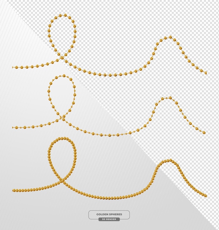 PSD gratuito coronas de cuentas de oro para decoración festiva en renderizado en 3d