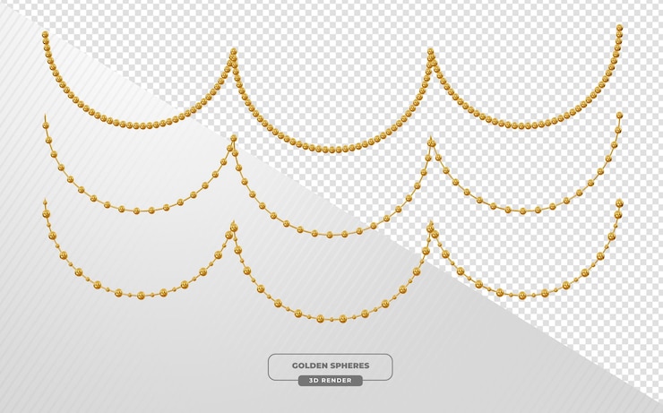 PSD gratuito coronas de cuentas de oro para decoración festiva en renderizado en 3d