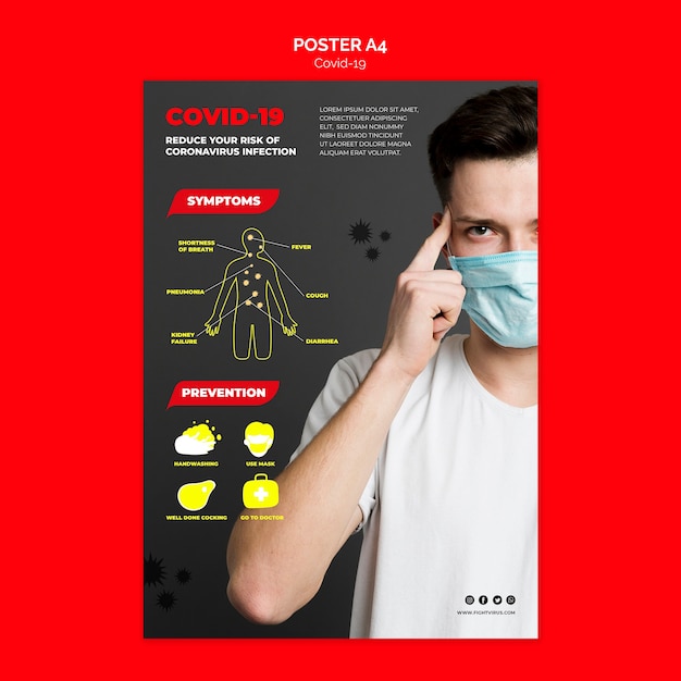 Gratis PSD coronavirus preventie poster sjabloon concept