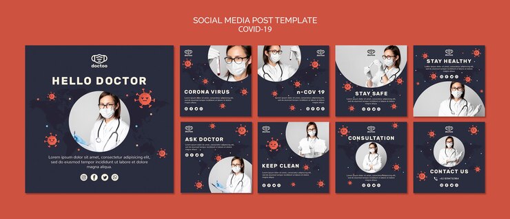 PSD Gratis coronavirus social media posts template with photo
