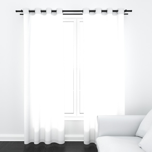 PSD gratuito cortinas en la ventana blanca