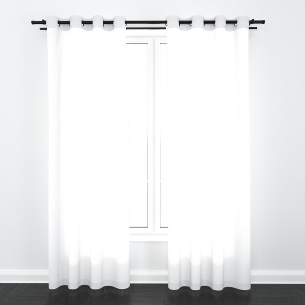 Cortinas en la ventana blanca