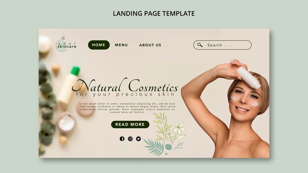Cosmetici naturali modello di pagina di destinazione