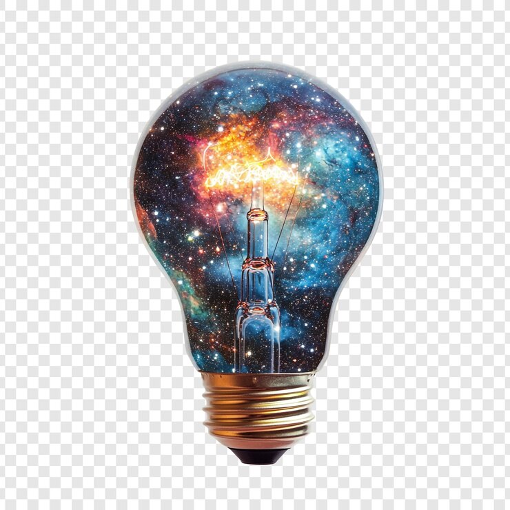 PSD Gratis cosmic illumination a universe inside a light bulb