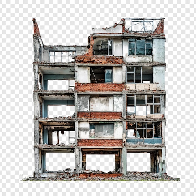 Costruzione di mattoni in rovina Un paesaggio urbano post-apocalittico