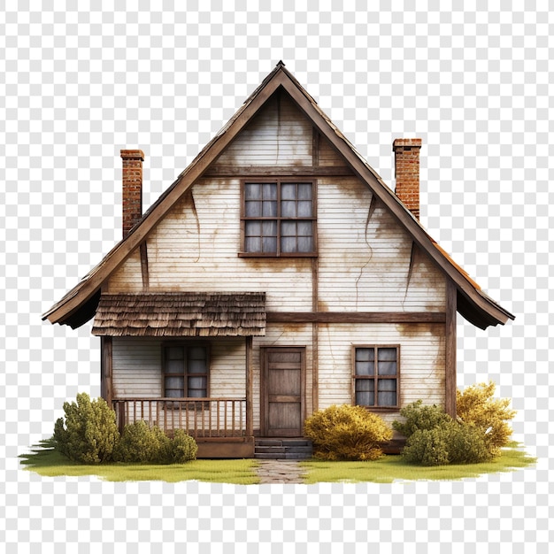 Gratis PSD cottage huis geïsoleerd op transparante achtergrond